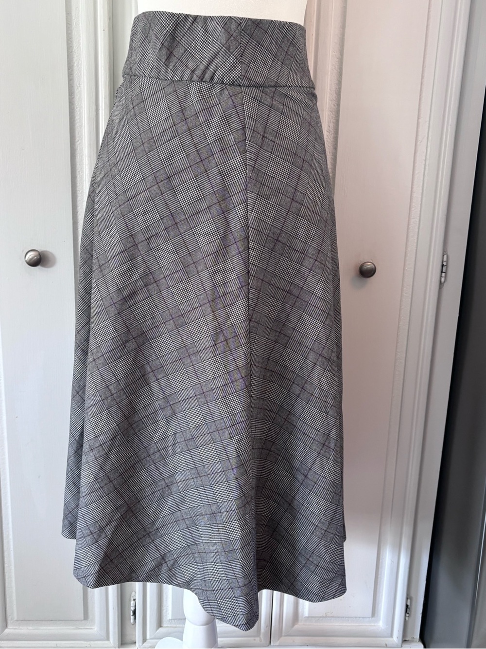 Zara Trafaluc Grey Plaid A-Line Skirt with Front Buttons sz S - Picture 2 of 12